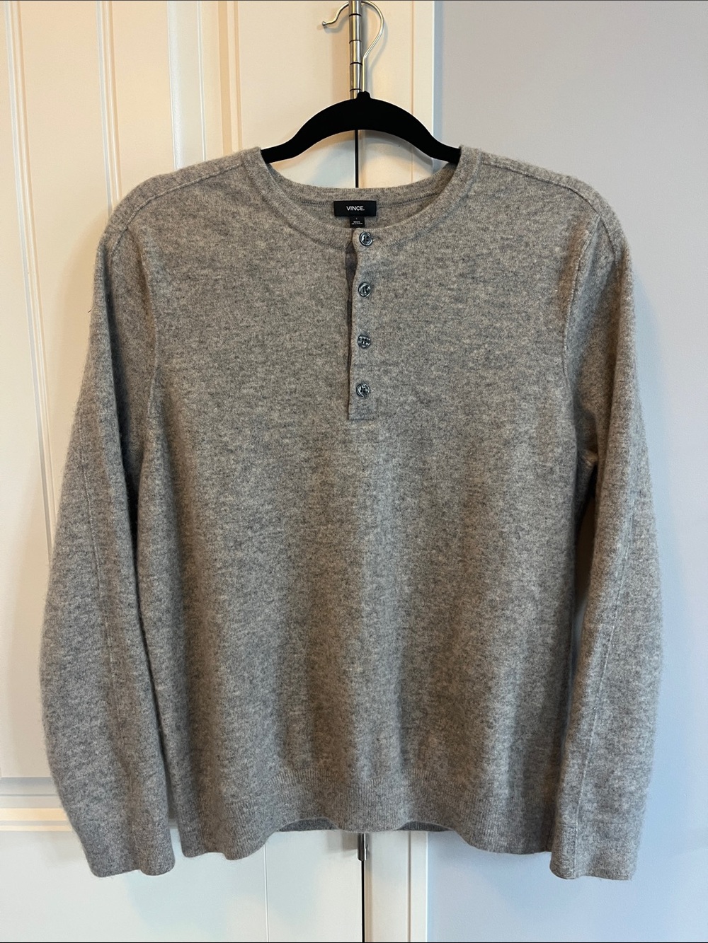 Vince Light Gray Crewneck Henley Sweater L